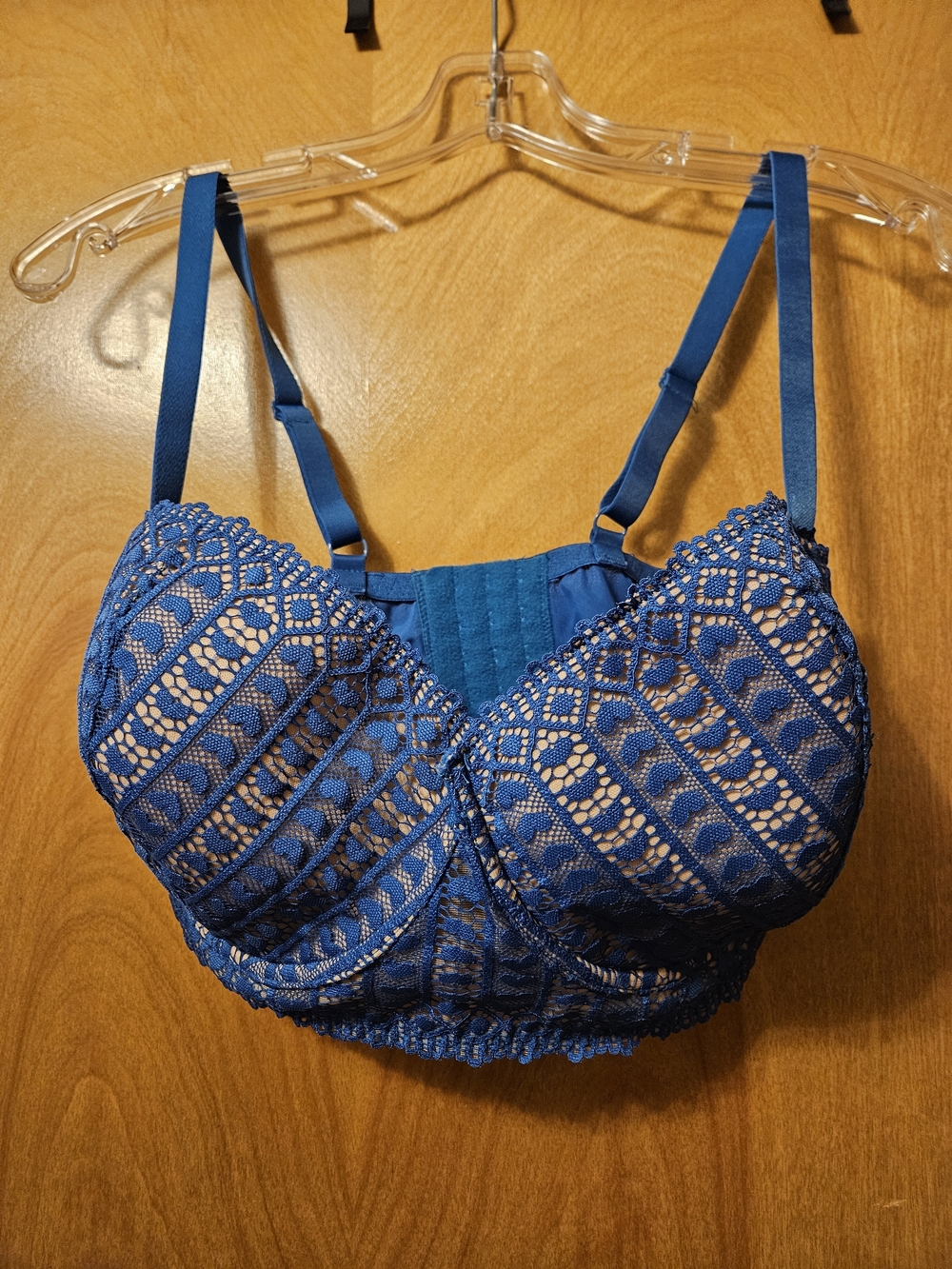 Adore Me Teal Blue Lace Longline Bra